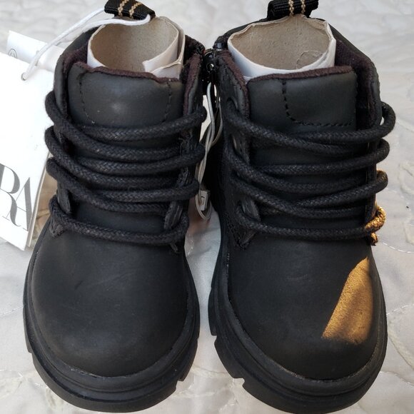 BNWT ZARA Bebe combat boots (3) in haughty black - Picture 1 of 7